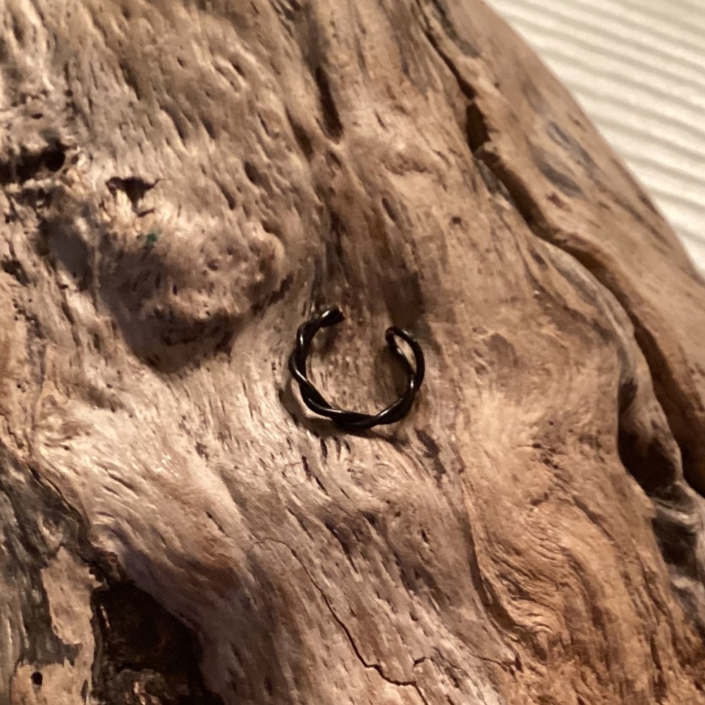 Handcrafted Black Twisted Ear / Lip Cuff